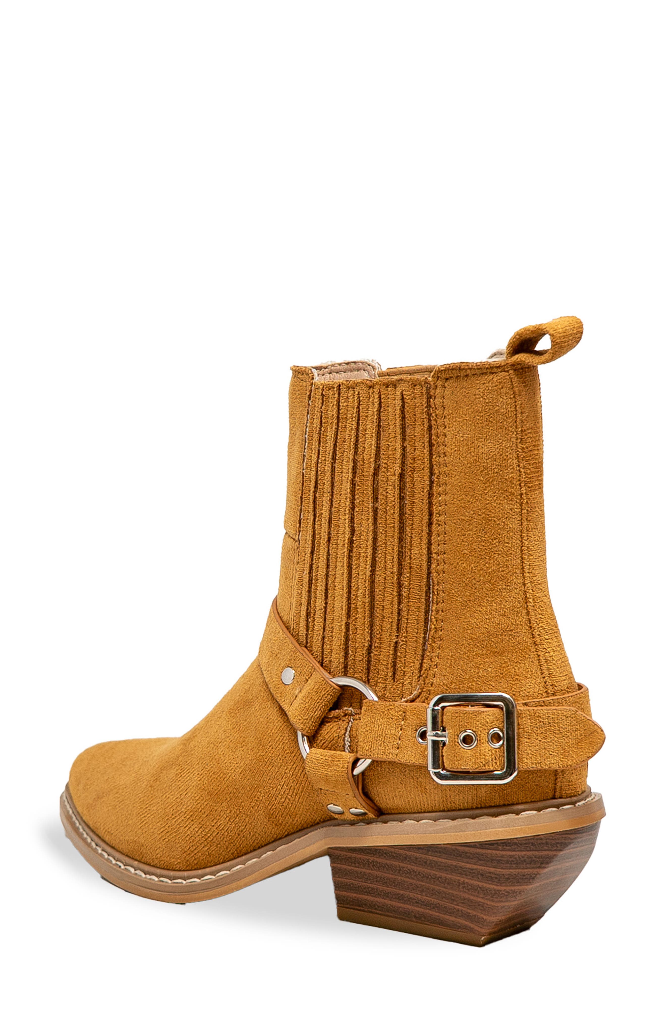 CHASE AND CHLOE Yareli Western Buckle Chelsea Boot, Alternate, color, Tan
