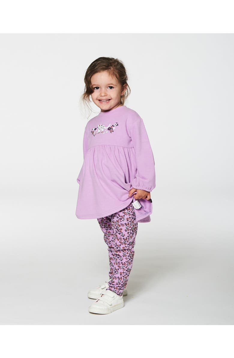 Deux par Deux Girl's Tunic And Printed Leggings Set Lilac Mini Flowers, Alternate, color,