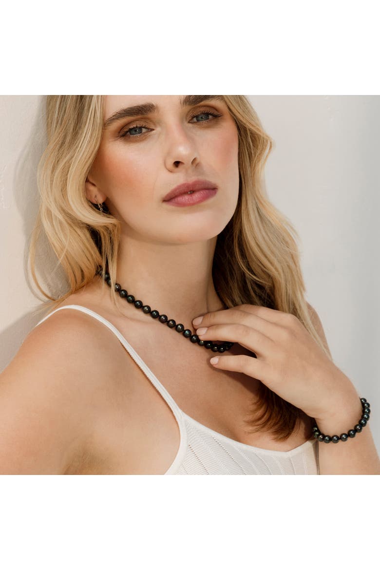 8.0-8.5mm Akoya Black Pearl Bracelet, Alternate, color, Black Pearls