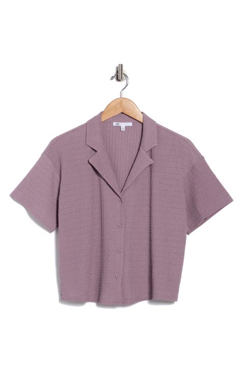 Short Sleeve Knit Button-Up Shirt