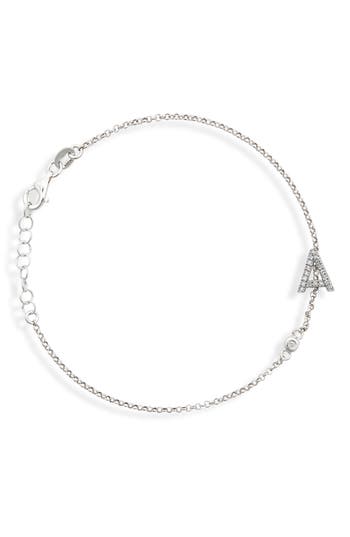 Meshmerise Diamond Initial Bezel Bracelet In White-a