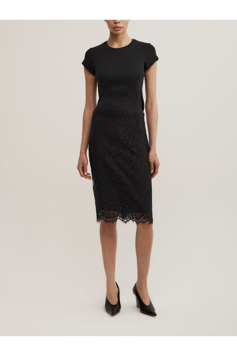 Lace Midi Skirt, Alternate, color, Black
