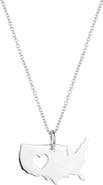 Spero London Love USA (America) Map Heart Necklace Sterling Silver