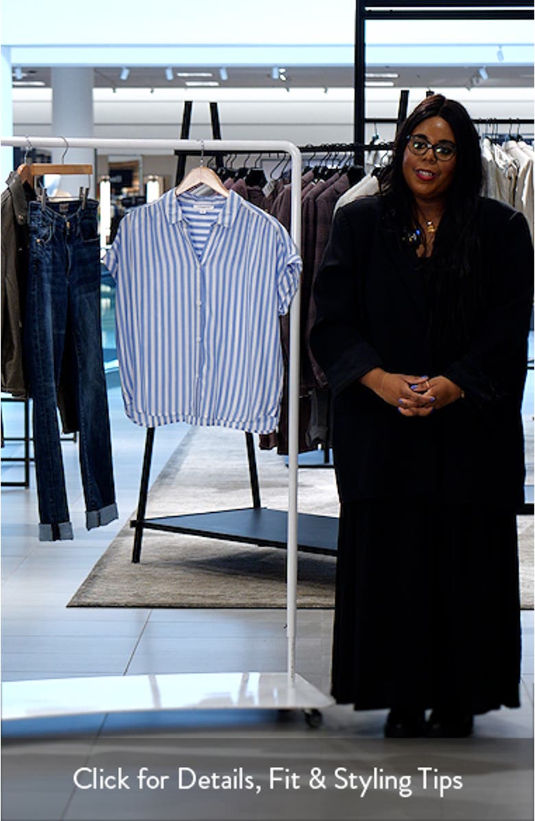 Daria Stripe Short Sleeve Button-Up Shirt, sales video thumbnail