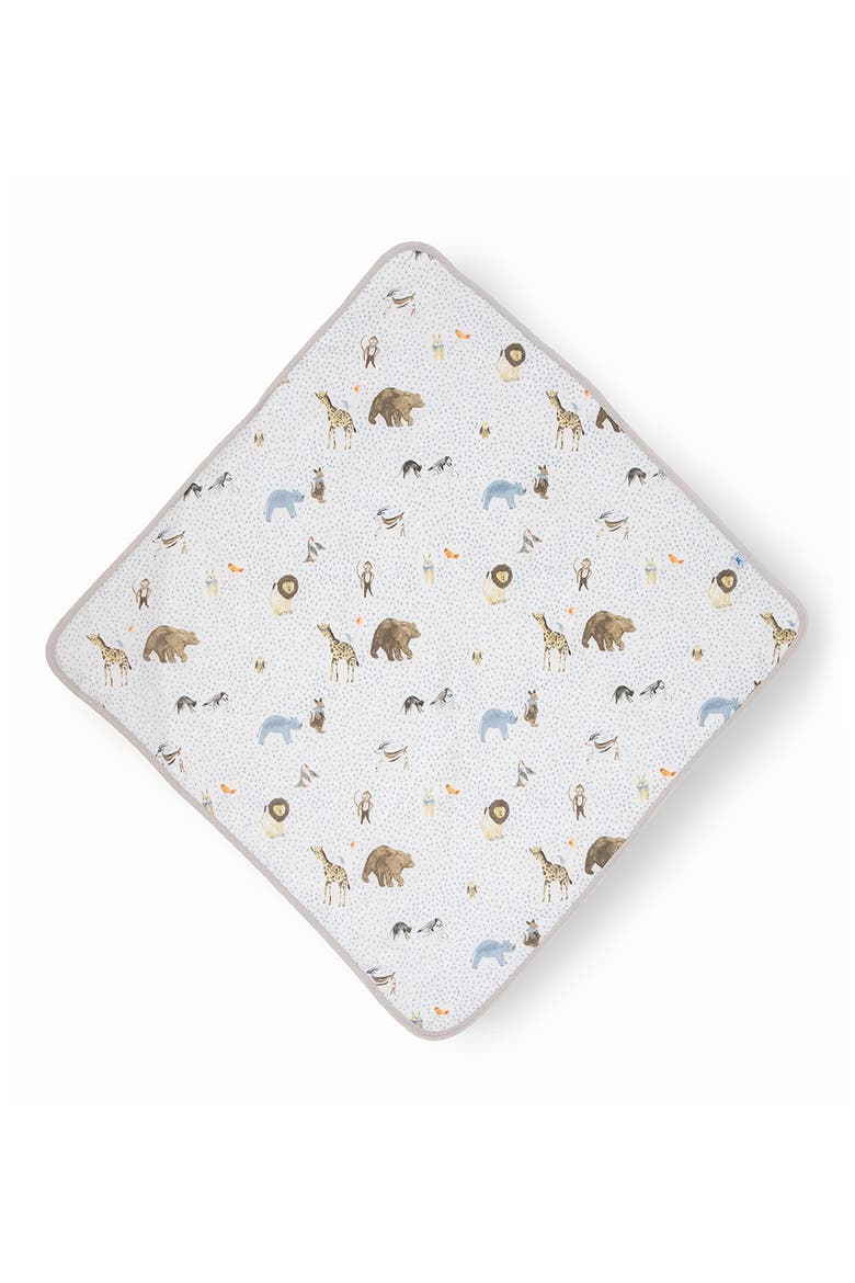 Cotton Muslin & Terry Hooded Infant Towel, Alternate, color, PARTY ANIMALS