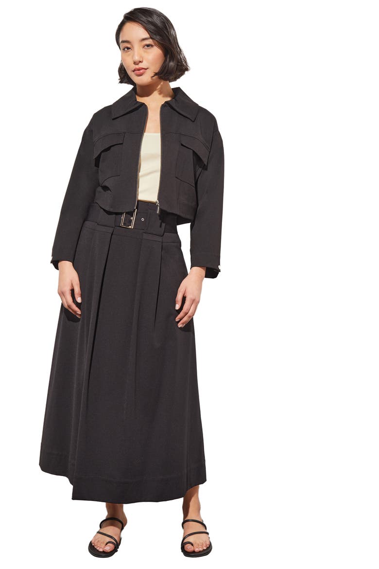 Zip Front Crop Jacket, Alternate, color, BLACK