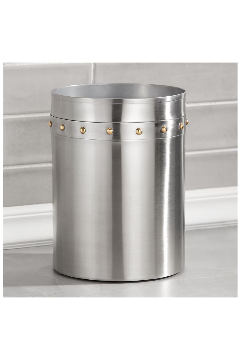 Rivets Stainless Steel Wastebasket, Alternate, color, SILVER