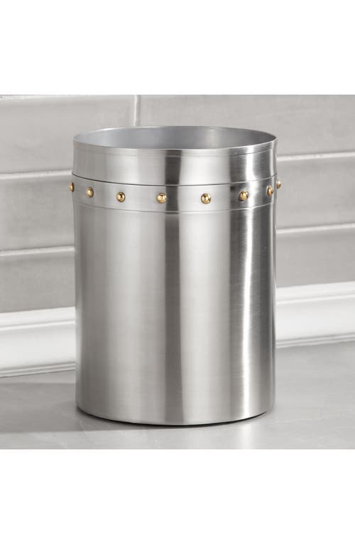 Roselli Trading Company Rivets Stainless Steel Wastebasket In Silver