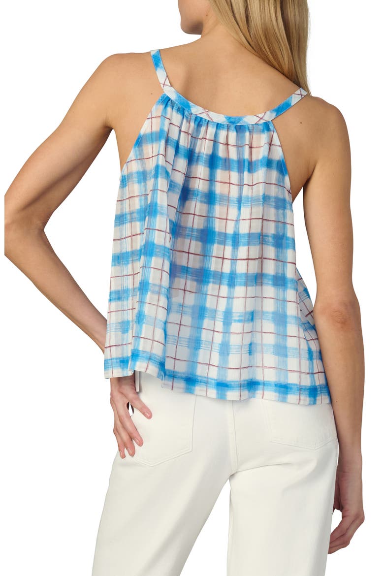 The Charlie Babydoll Tank Top, Alternate, color, BLUE/ RUST CHECK