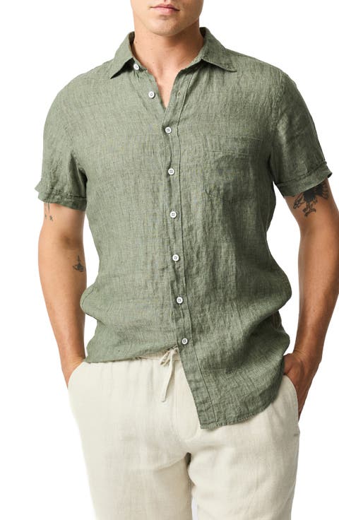 Palm Beach Sports Fit Short Sleeve Linen Button-Up Shirt