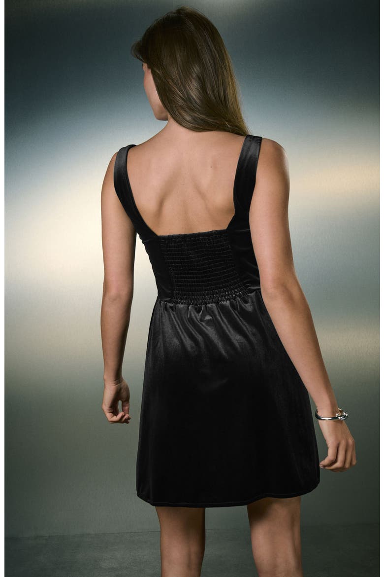 Sleeveless Velvet Minidress, Alternate, color, BLACK