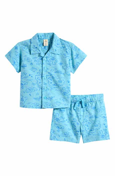Tucker + Tate Patterned Cotton Camp Shirt & Drawstring Shorts Set