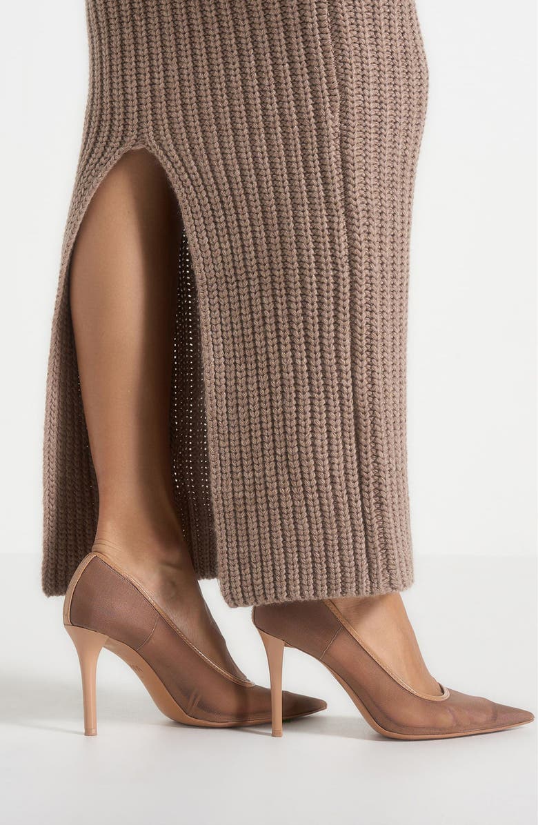 Manière De Voir Lyra Knit Maxi Skirt with Foldover, Alternate, color, Taupe