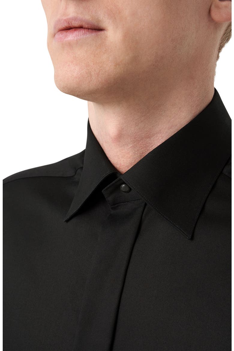 Contemporary Fit Twill Fly Front Dress Shirt, Alternate, color, BLACK
