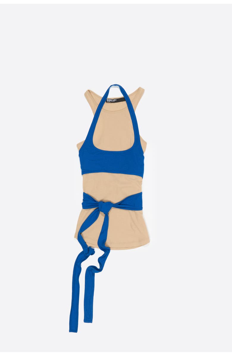 Bimba y Lola Top With Overlay Piece In Contrast, Alternate, color, Sand