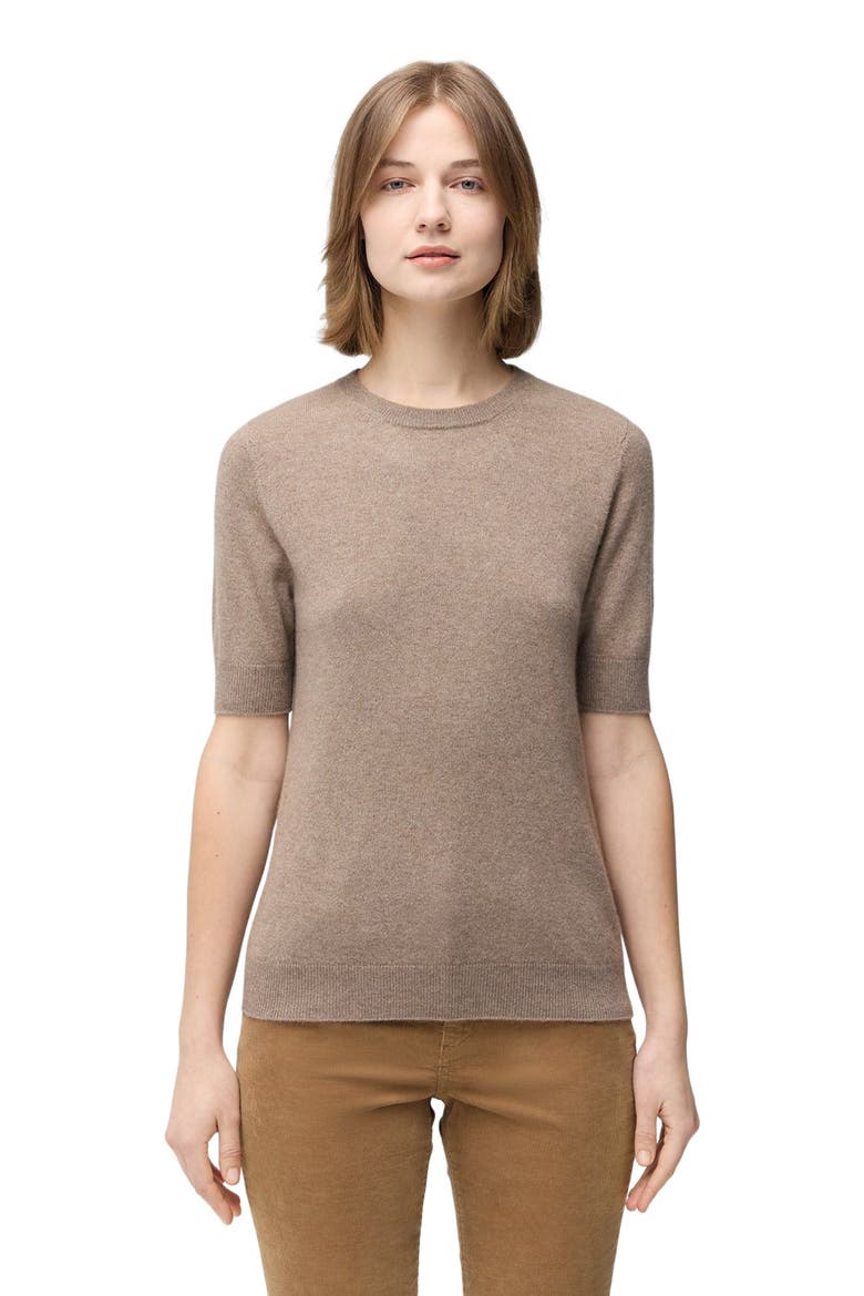 Crew Neck Cashmere Top, Alternate, color, taupe