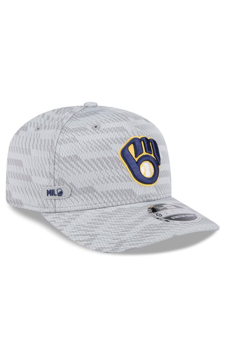 New Era Men's New Era Gray Milwaukee Brewers 2025 MLB Clubhouse 9SEVENTY Stretch-Snap Hat, Main, color, 