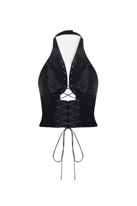 The Party Edit Crisscross Neck Lace Up Top