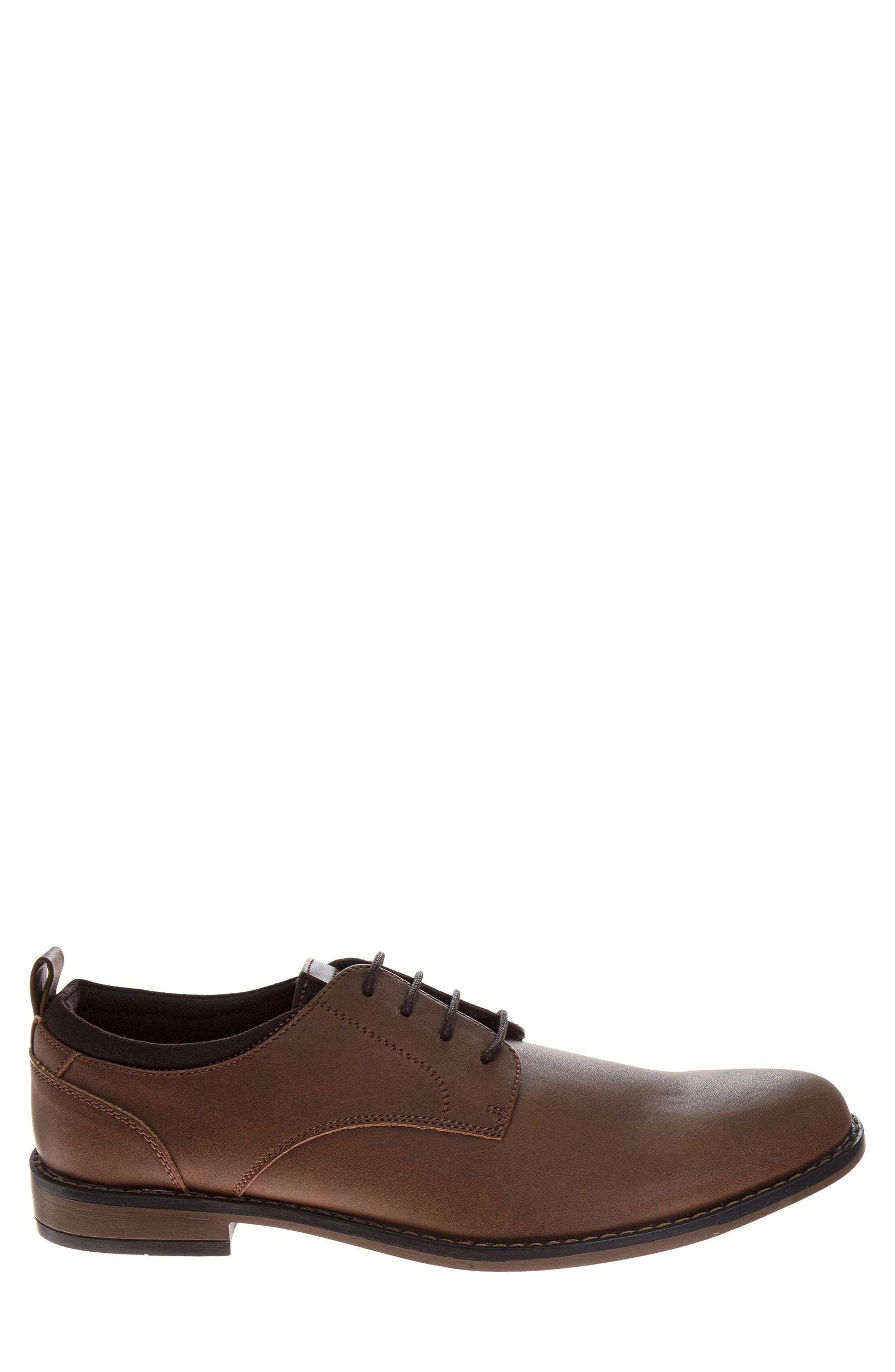 Faux Leather Plain Toe Derby, Alternate, color, BROWN