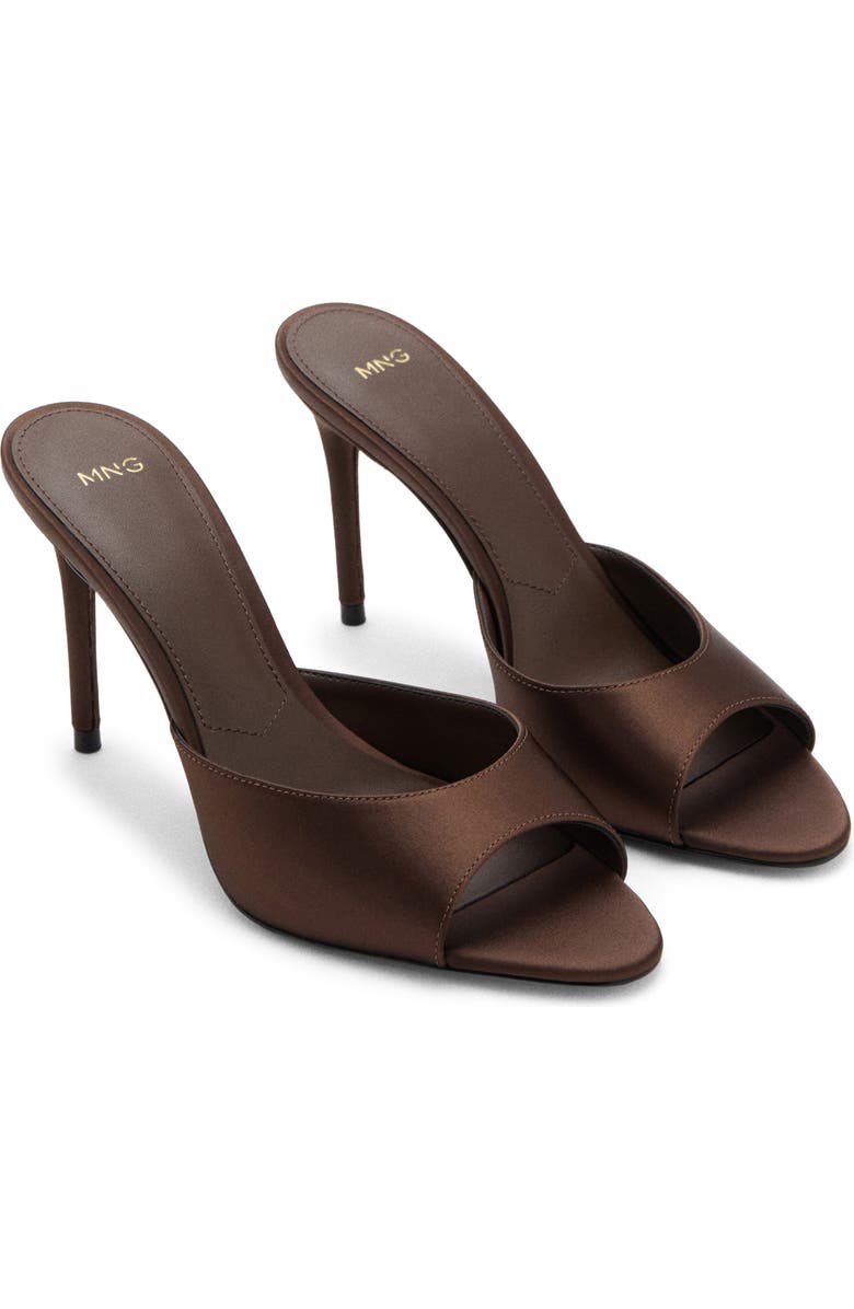 MANGO Satin Sandal, Main, color, Chocolate