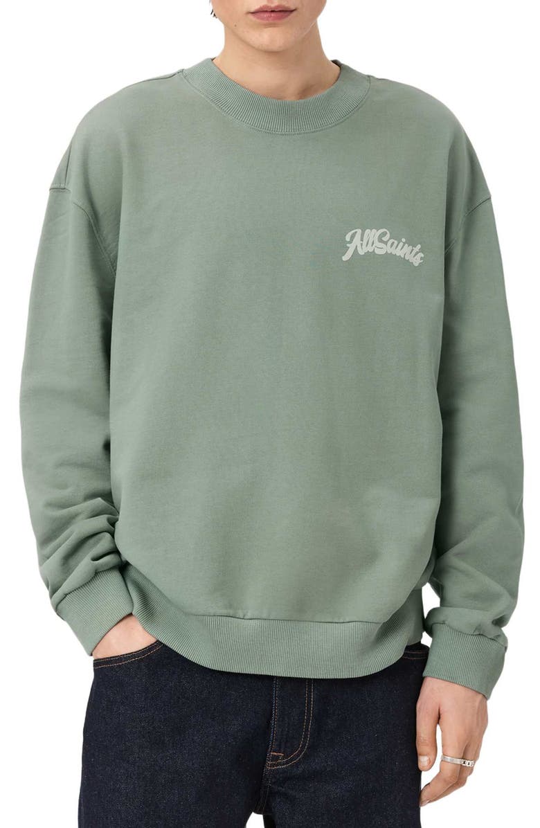 AllSaints Odyssey Logo Sweatshirt, Main, color, Spring Green