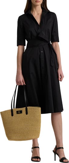 送料関税無【LAUREN RALPH LAUREN】COTTON-BLEND DRESS Lauren Ralph Lauren Women's Belted Cotton-Blend Shirtdress