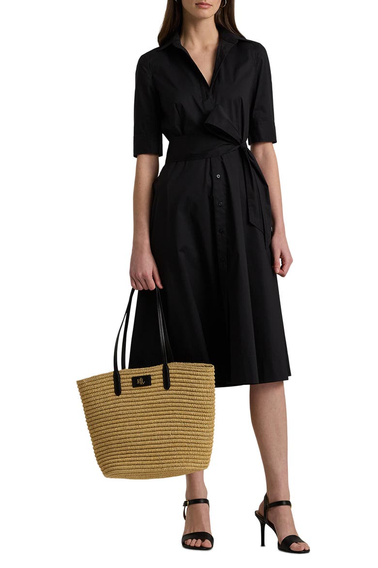 lauren ralph lauren cotton blend shirt dress Lauren Ralph Lauren BUCKLE TRIM COTTON BLEND SHIRTDRESS - Shirt dress - black