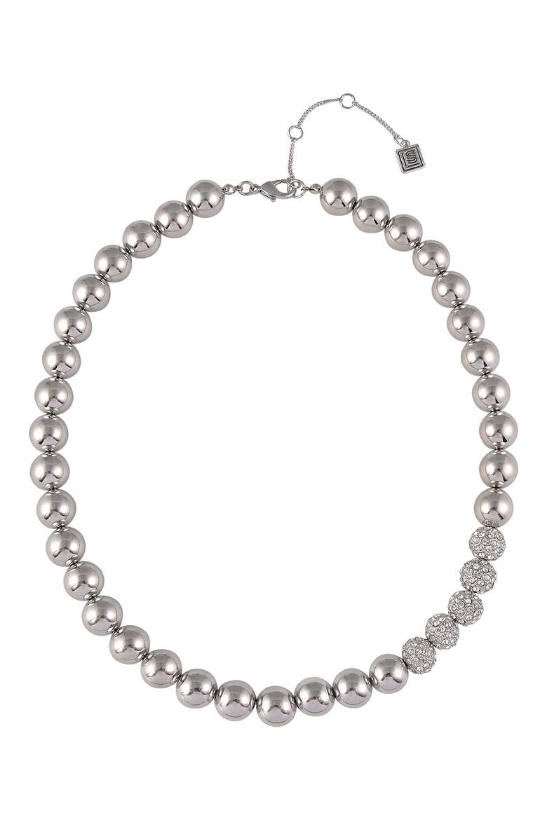 Beaded Necklace, Main, color, SILVER