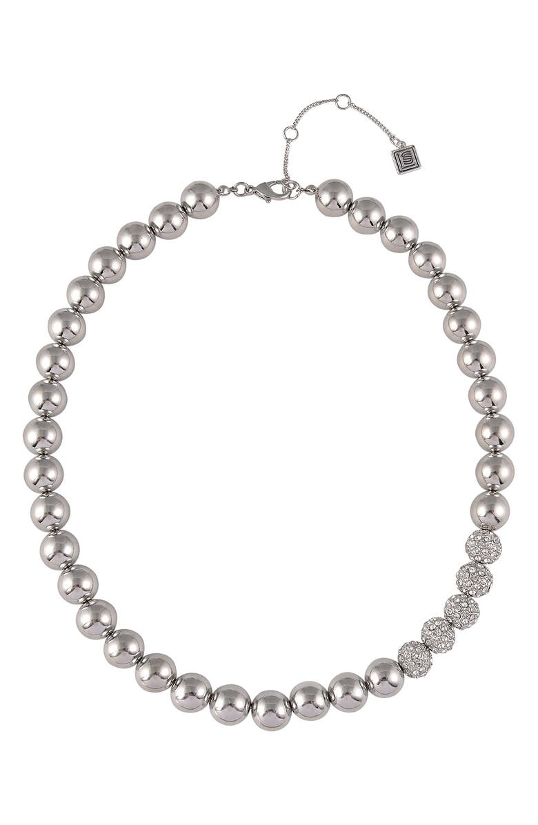 Laundry by Shelli Segal Beaded Necklace, Main, color, Silver