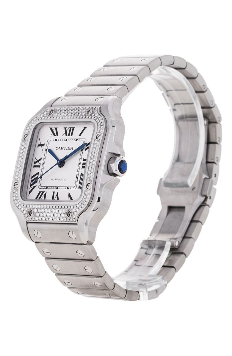 Watchfinder & Co. Cartier Preowned 2022 Santos De Cartier Diamond Automatic Watch, 35.1 mm, Alternate, color, 