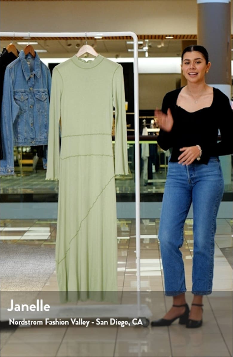 Asymmetric Mock Neck Long Sleeve Maxi Dress, sales video thumbnail