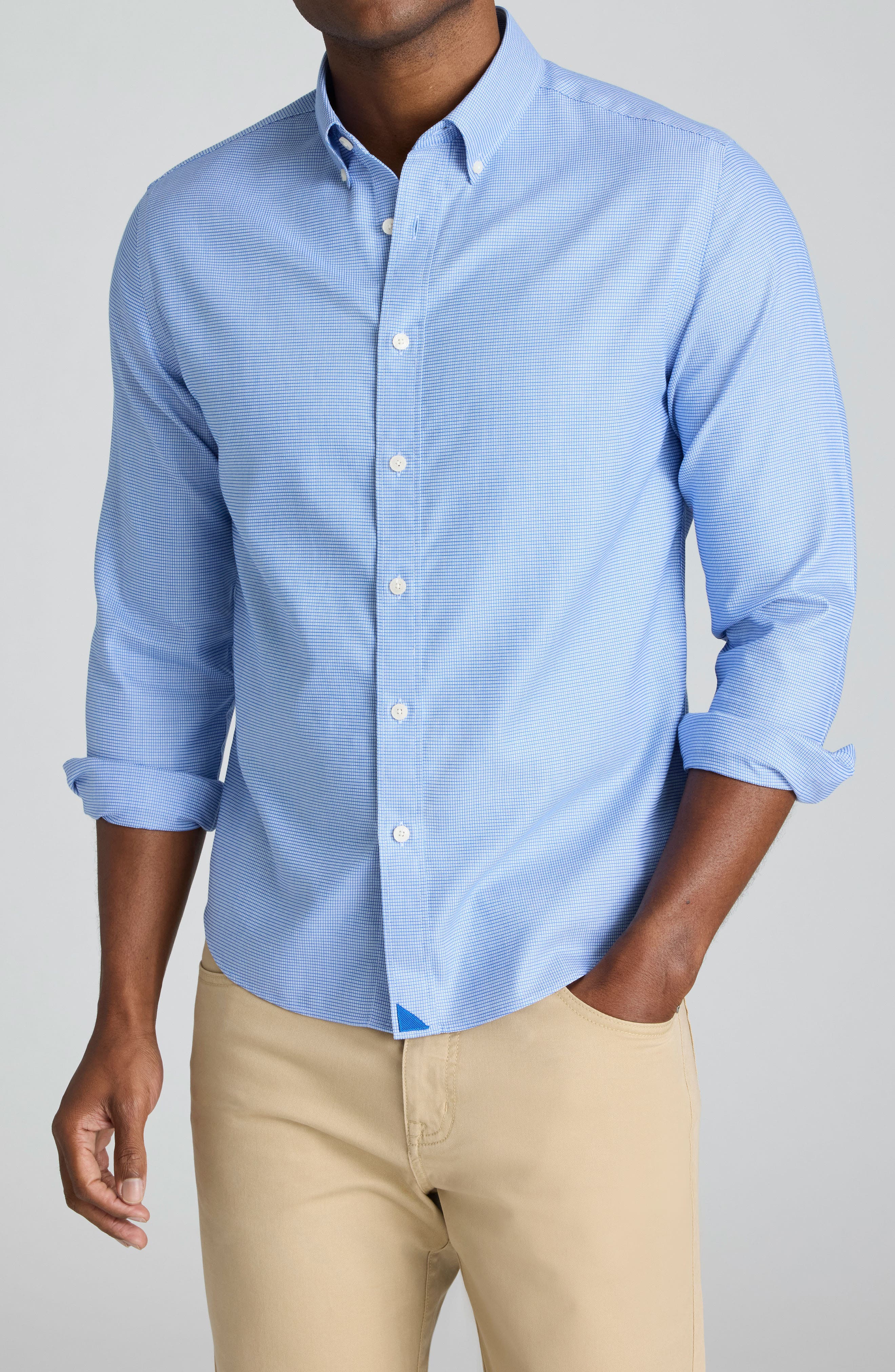 Jamison Regular Fit Microchedk Wrinkle Free Cotton Button-Down Shirt