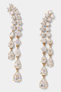Nadri Willow CZ Double Drop Linear Post Climber Earrings
