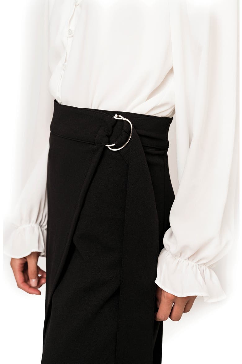 Wrapped Up Buckle Midi Skirt, Alternate, color, BLACK
