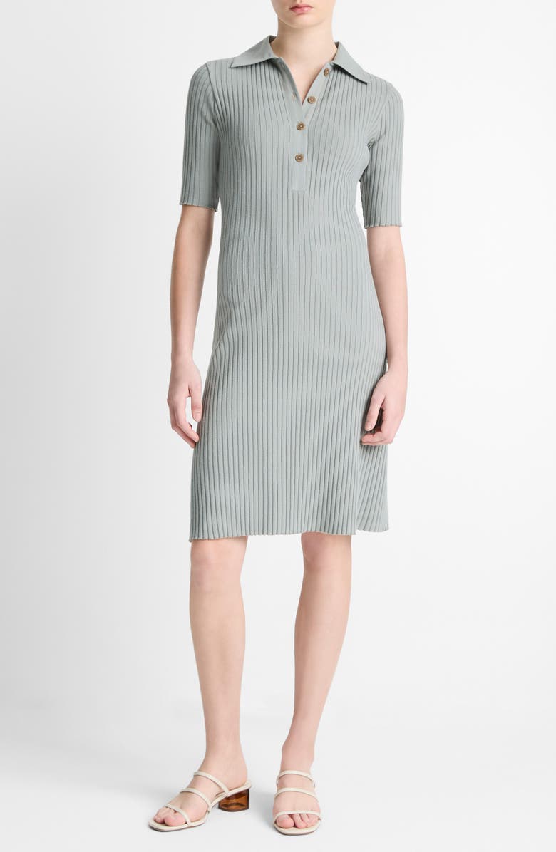 Vince Rib Polo Dress, Main, color, Sea Stone