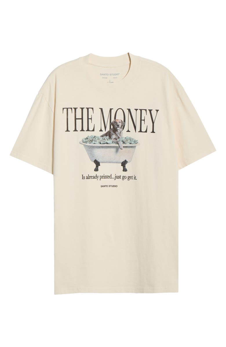 SANTO STUDIO Printed Cotton Graphic T-Shirt, Alternate, color, Cream