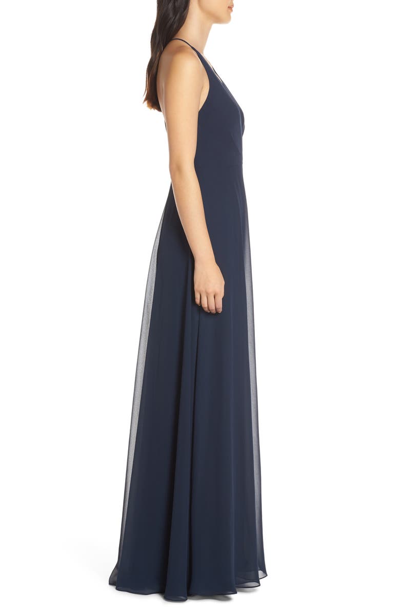 Jenny Yoo Bryce Surplice V-Neck Chiffon Evening Dress, Alternate, color,