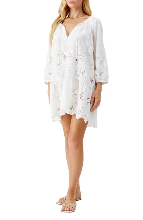 MELISSA ODABASH MELISSA ODABASH PEARL BRODERIE ANGLAISE COVER-UP MINIDRESS