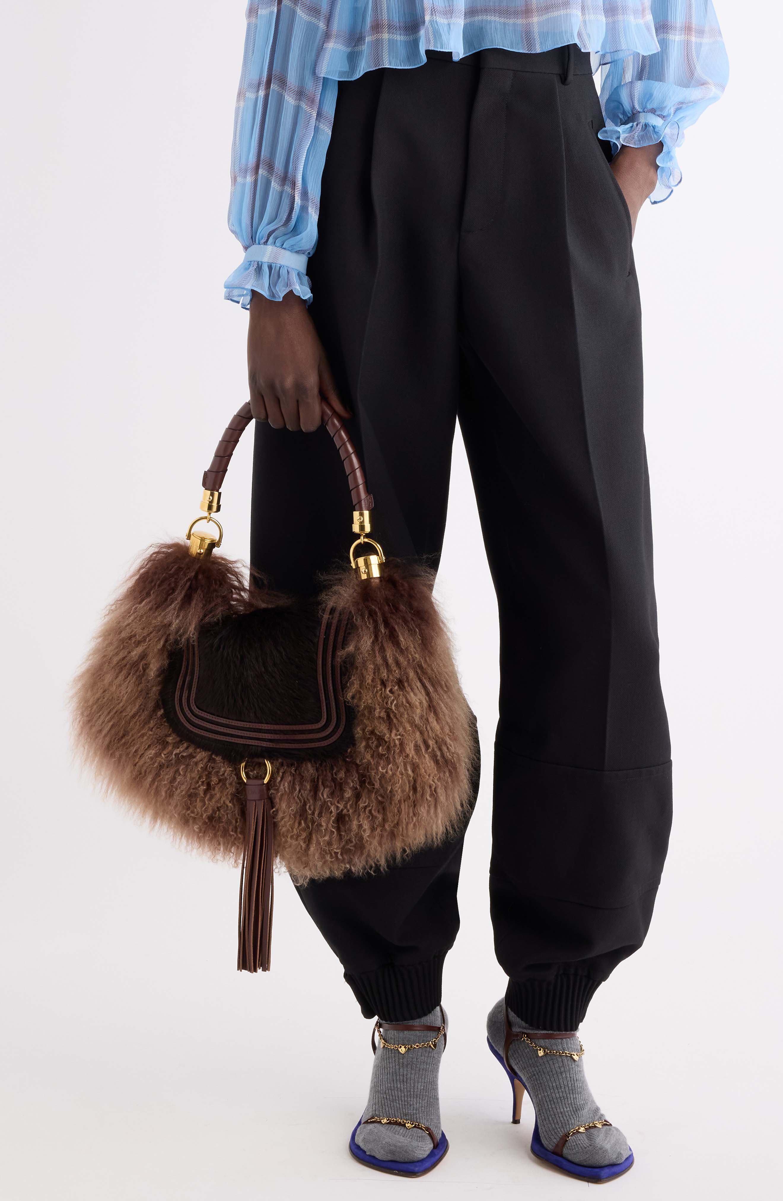 Marcie Foulard Shearling & Leather Hobo, Alternate, color, CRAFTY BROWN