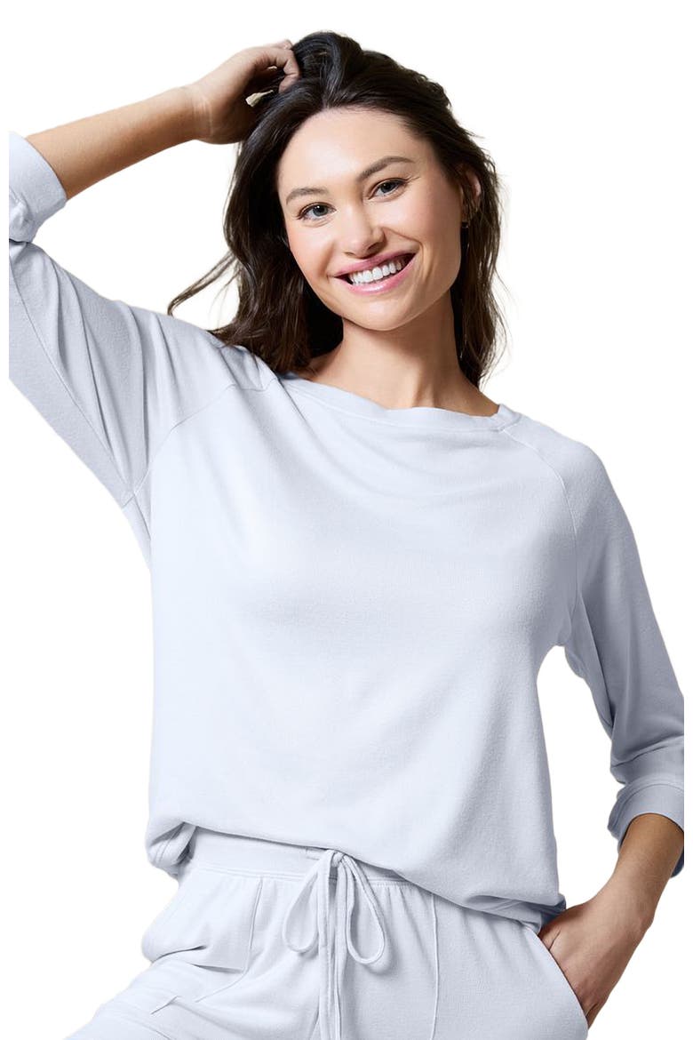 Dream 3/4 Sleeve Boatneck Top with Shorts Set, Alternate, color, Heather Grey