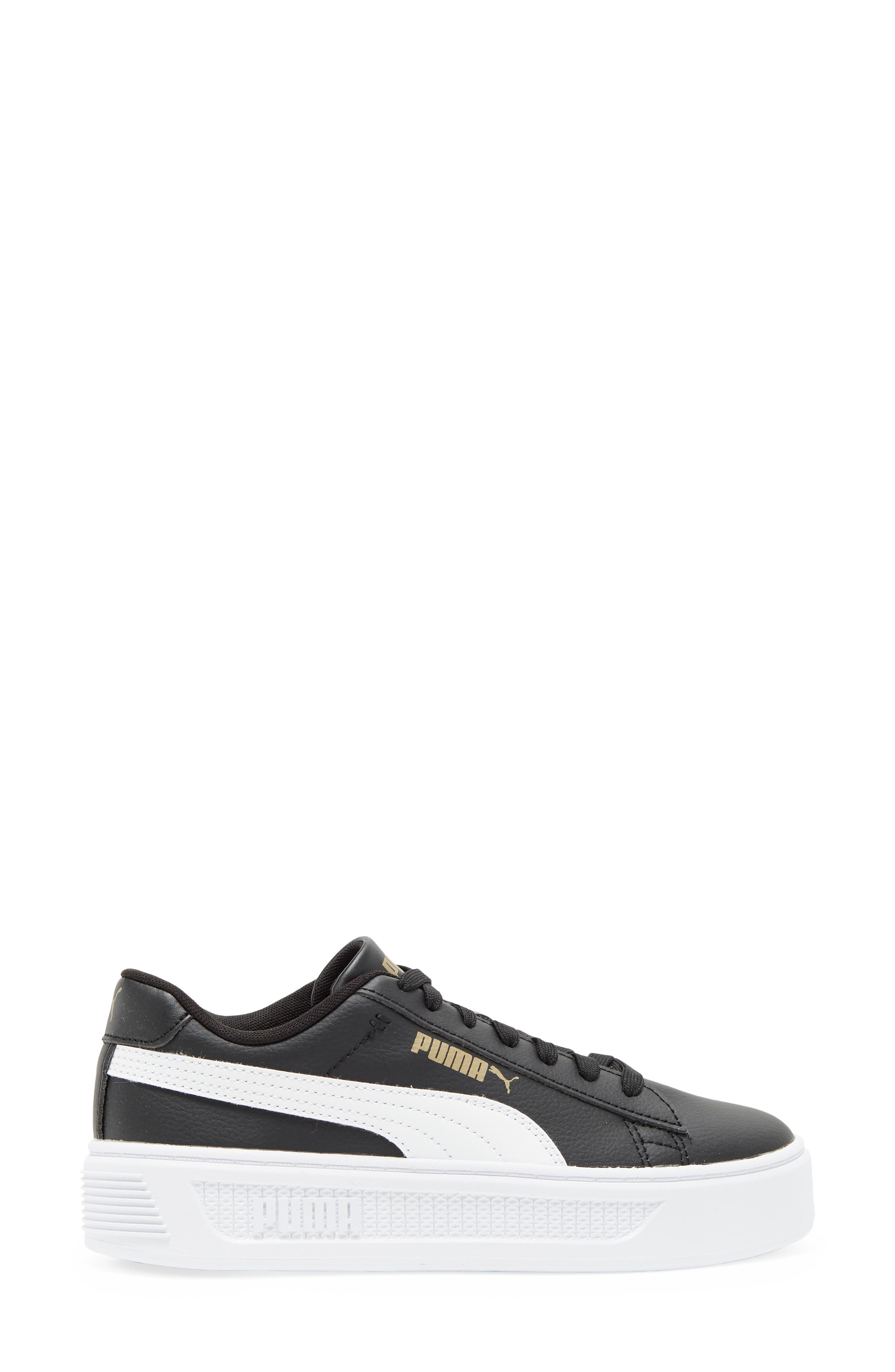 PUMA Smash V3 Platform Sneaker, Alternate, color, Black-White-Gold