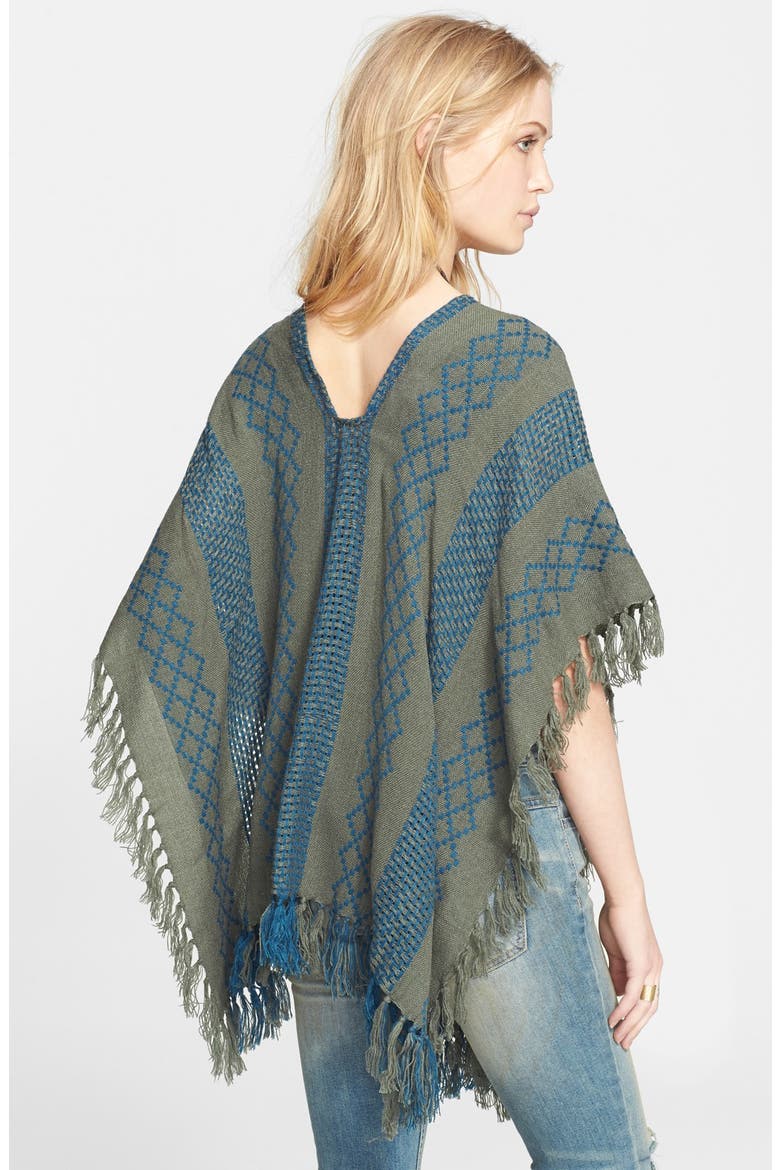 Woven Pattern Poncho, Alternate, color, CHAR COMBO