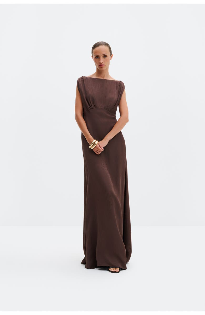 Malina Jacqueline Jacquard Scarf Detailed Dress, Main, color, Chocolate