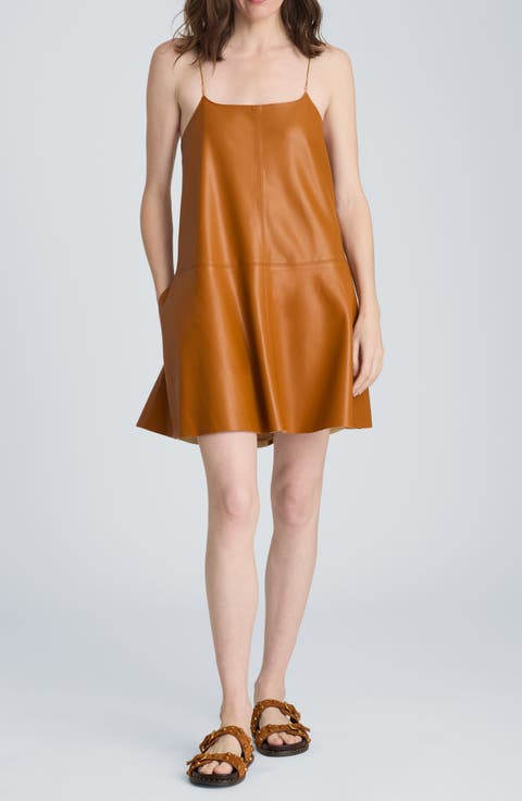 Sleeveless Faux Leather Mini Slipdress