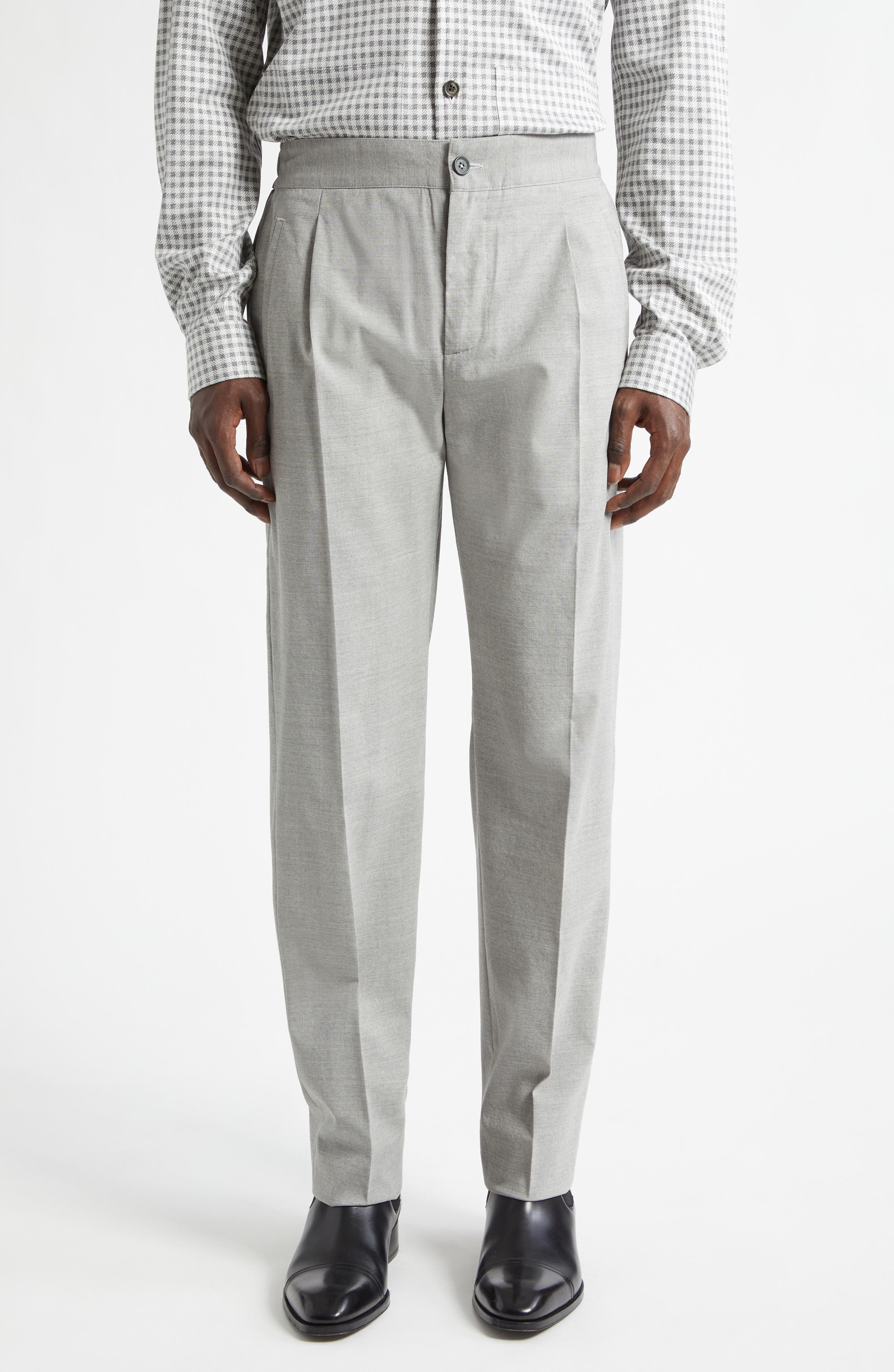 Pleated Wool Blend Pants