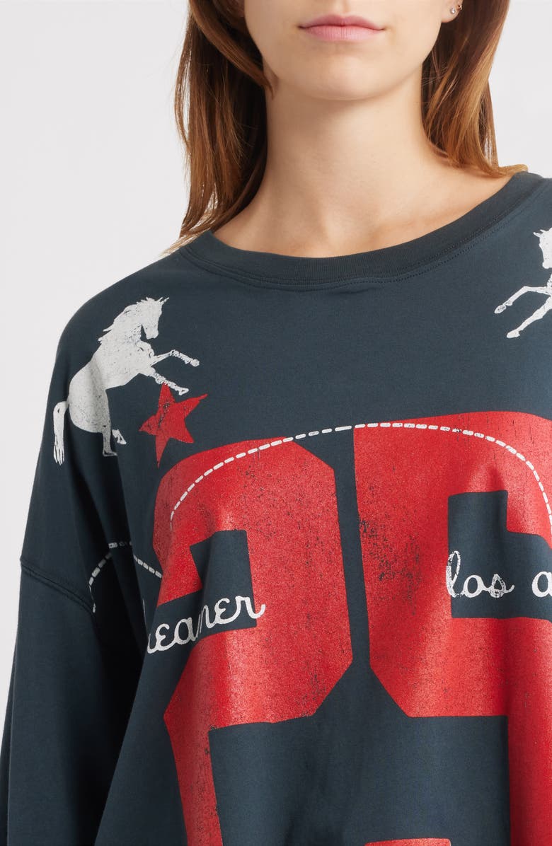 Daydreamer Los Angeles 25 Oversize Long Sleeve Cotton Graphic T-Shirt, Alternate, color, Vintage Black