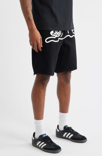 Black Dog Denim Shorts