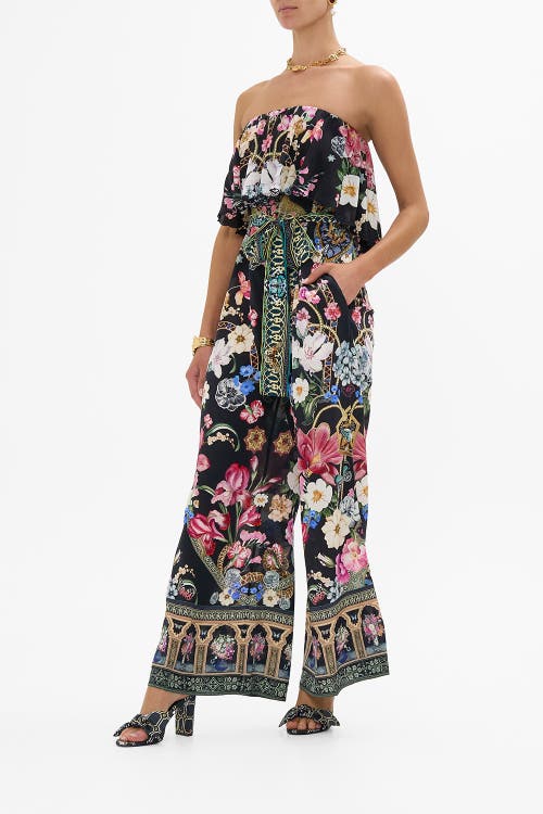 Camilla Strapless Embellished Printed Silk Crepe De Chine Jumpsuit In Midnight In Monserrate