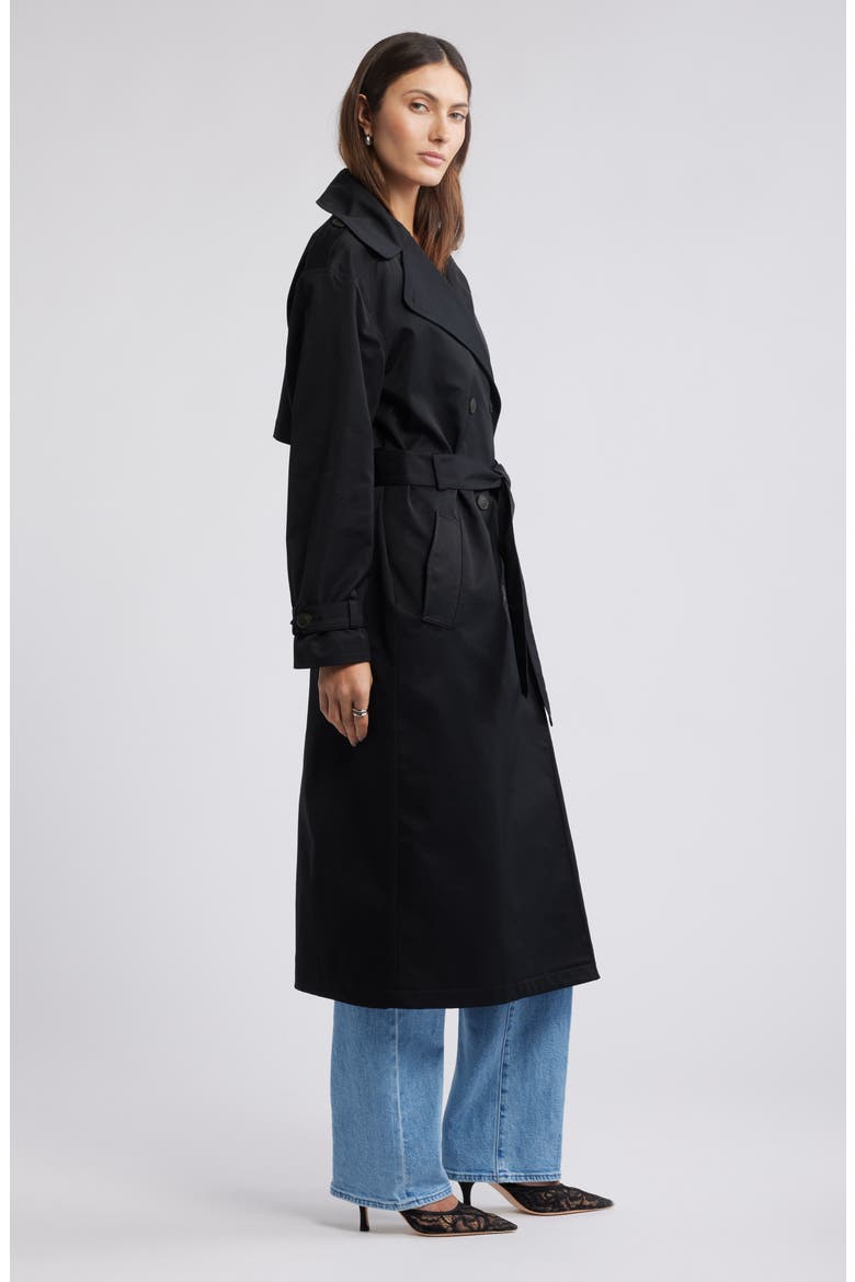 Belted Trench Coat, Alternate, color, BLACK