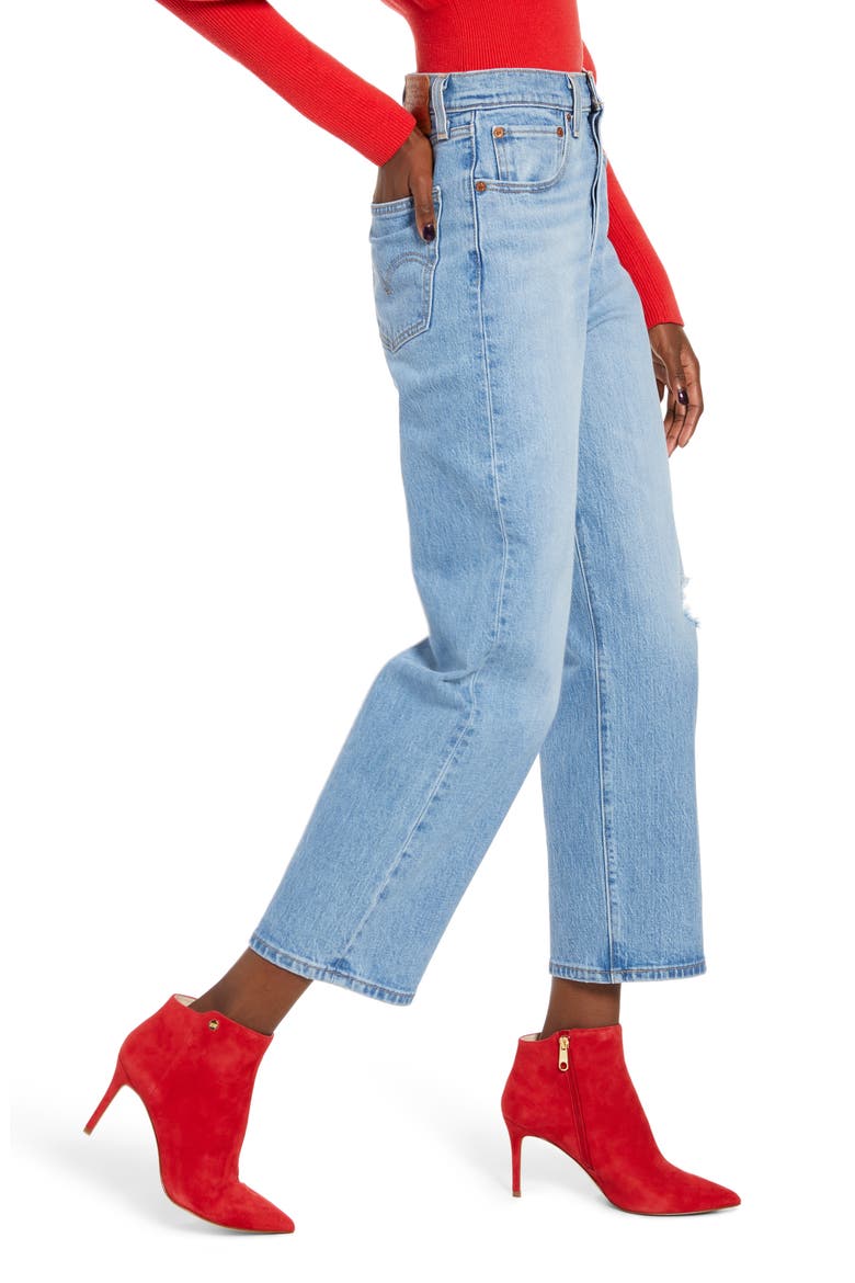 Levi's® Ribcage Super High Waist Ankle Straight Leg Jeans, Alternate, color, TANGO BLUE